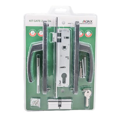 Корпус Ajax цилиндровый в комплекте с ручкой KIT GATE-2585/24 RAL 7016 антрацит, фото 2