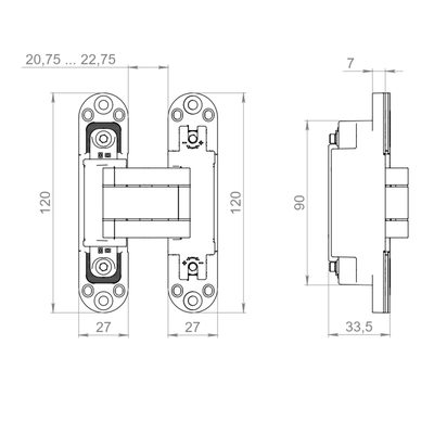 Петля Armadillo скрытой установки U3D7002 FSG флор. золото TECH