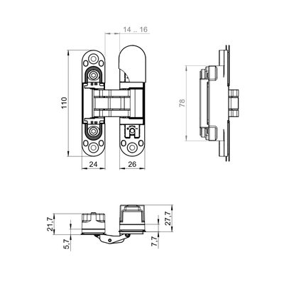 Петля Armadillo скрытой установки U3D1901.VPG FSG флор. золото TECH, фото 2