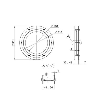 Иллюминатор для дверей PORTHOLE-350 INOX 304, диаметр 350 мм, фото 3