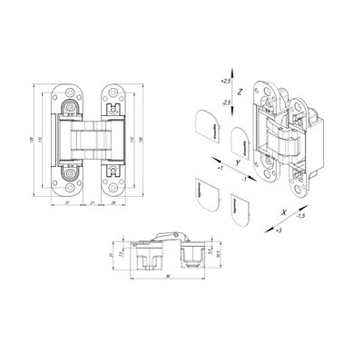 Петля скрытой установки U3D5045.VPG SC мат.хром TECH, фото 3