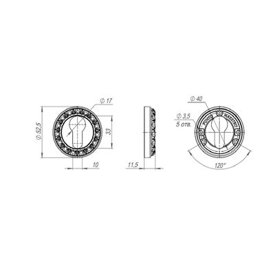 Накладка под цилиндр ET.R.MT53 (ET MT) OB-13 античная бронза, фото 2