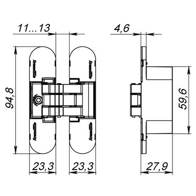 Петля скрытой установки U3D4000 CP (9540UN3D) хром, фото 3