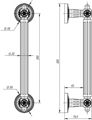 Ручка-скоба PULL.CL250.Matador ( Matador PULL CL) AS-9 античное серебро, фото 3