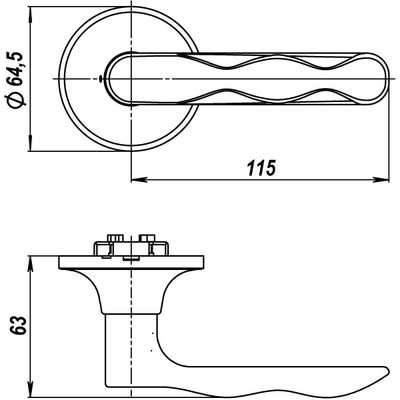 Ручка защелка DK624 SN-PS (6024 SN-P) (без фик.) мат. никель, фото 3