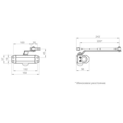 Доводчик дверной SDC2020 WH 25-45 кг (белый), фото 3