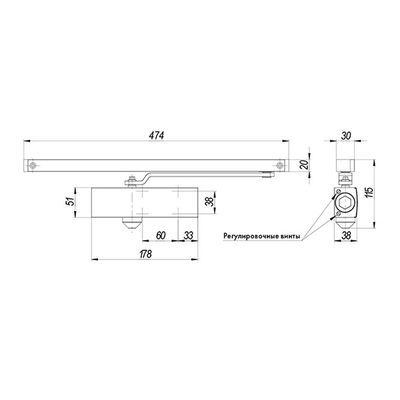 Доводчик дверной со скользящей тягой DCSLIDER85 (DCS-85) WH, фото 3