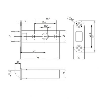 Защелка PLASTPL45-R20 (PL45-R20) (врезная) SN мат. никель тех.упаковка без ответной планки, фото 2