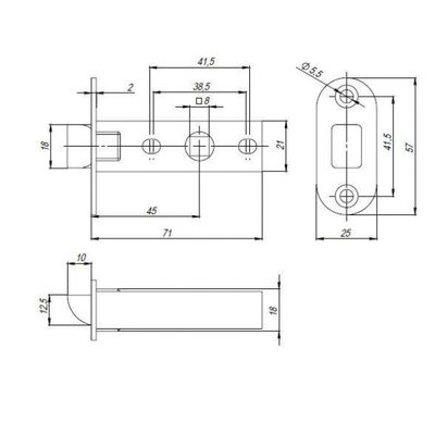 Защелка PLASTPL45-R25 (PL45-R25) (врезная) SN мат. никель тех.упаковка без ответной планки, фото 2