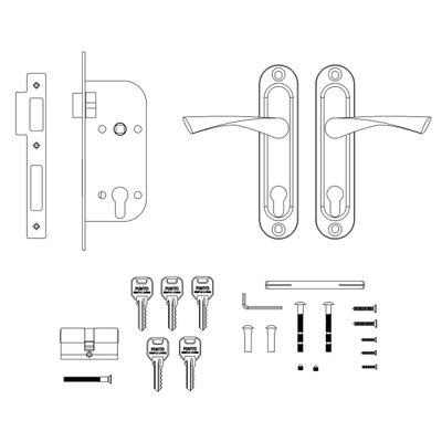 Замок цилиндровый в комплекте с ручкой LOCKSET16.CRONA.4070-1 (KIT P16 4070 CRONA) SN мат.никель, фото 3