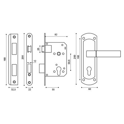 Корпус замка с ручкой LOCKSET25.ORION.5558-1 (KIT P25 5558 ORION) SN/CP мат.никель/хром, фото 3