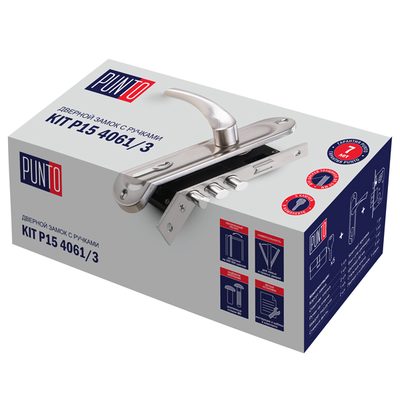 Замок цилиндровый в комплекте с ручкой LOCKSET15.CRONA.4061-3 (KIT P15 4061/3 CRONA) SN мат.никель, фото 2