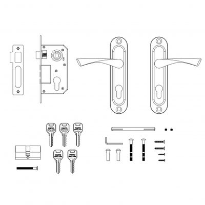 Замок цилиндровый в комплекте с ручкой LOCKSET15.CRONA.4061-3 (KIT P15 4061/3 CRONA) SN мат.никель, фото 3