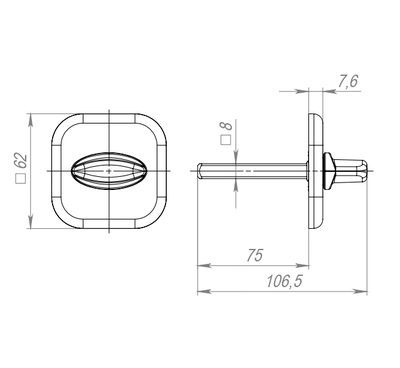 Ручка поворотная BKW8x75.K.XL62 (BKW8x75 XL) BL-24 черный, фото 3