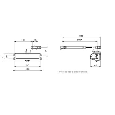 Доводчик дверной SDC2030 BL 40-55 кг (черный), фото 3